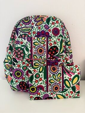Vera Bradley Viva La Vera Floral Backpack with Matching Clutch